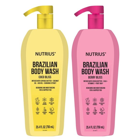 Nutrius Brazilian Body Wash Duo 2-pack - Coco Bliss and Berry Bliss - Picture 14 of 16